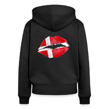 Kuss (Danemark) - Sweat à capuche zippé Premium bio Femme - noir - Dos - Julia (174cm)