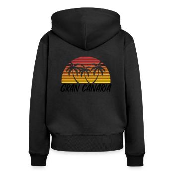 Gran Canaria - Sweat à capuche zippé Premium bio Femme - noir - Dos - Julia (174cm)