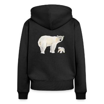 Polar bear with cub - Women's Premium Organic Zip Hoodie - black - Back - Julia (174cm)