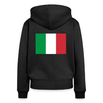 Drapeau italie - Sweat à capuche zippé Premium bio Femme - noir - Dos - Julia (174cm)