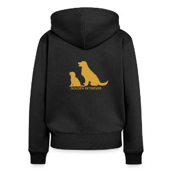 Golden Retriever - Frauen Premium Bio Zip Hoodie - Schwarz - Hinten - Julia (174cm)