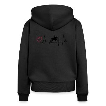 Heartbeat dressage cavalier classique coeur - Sweat à capuche zippé Premium bio Femme - noir - Dos - Julia (174cm)
