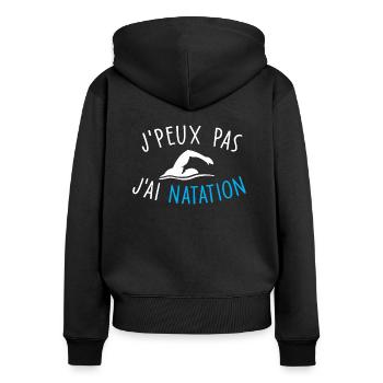 je peux pas j'ai natation - Sweat à capuche zippé Premium bio Femme - noir - Dos - Julia (174cm)