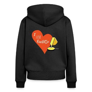 I Love Raclette - Frauen Premium Bio Zip Hoodie - Schwarz - Hinten - Julia (174cm)