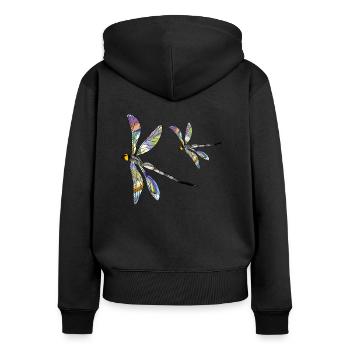 Libellule - Sweat à capuche zippé Premium bio Femme - noir - Dos - Julia (174cm)