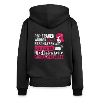 Medizinische Fachangestellte MFA Spruch Geschenk - Frauen Premium Bio Zip Hoodie - Schwarz - Hinten - Julia (174cm)