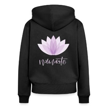 Yoga Namaste Lotus Lotusblüte Sport Entspannung - Frauen Premium Bio Zip Hoodie - Schwarz - Hinten - Julia (174cm)