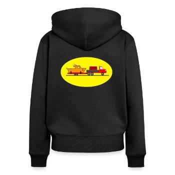 Truck - Frauen Premium Bio Zip Hoodie - Schwarz - Hinten - Julia (174cm)
