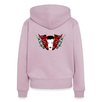 Japanische Masken Oni - Frauen Premium Bio Zip Hoodie - Altrosa - Hinten - Julia (174cm)