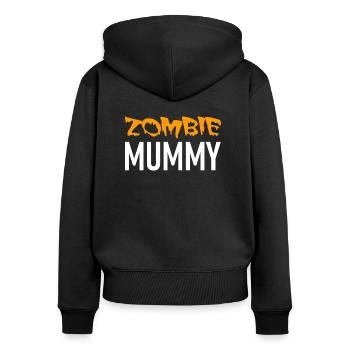 Zombie Mummy - Halloween - Kürbis - Hexe - Horror - Frauen Premium Bio Zip Hoodie - Schwarz - Hinten - Julia (174cm)