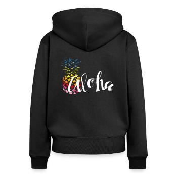 Pineapple Rainbow Aloha - Women's Premium Organic Zip Hoodie - black - Back - Julia (174cm)