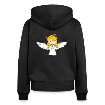 Blond angel with blue eyes - Women's Premium Organic Zip Hoodie - black - Back - Julia (174cm)