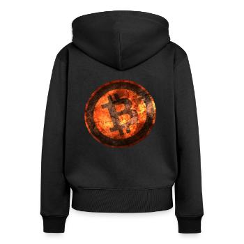 Bitcoin - Sweat à capuche zippé Premium bio Femme - noir - Dos - Julia (174cm)