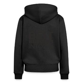 burger - Frauen Premium Bio Zip Hoodie - Schwarz - Hinten - Julia (174cm)