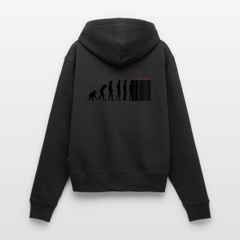 DARWIN - EVOLUTION SOCIETE - CODE BARRE Sweat à capuche zippé Premium bio Femme