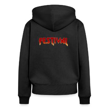 FESTIVAL - Sweat à capuche zippé Premium bio Femme - noir - Dos - Julia (174cm)