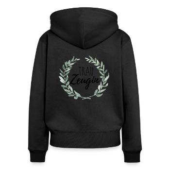 Trauzeugin - Frauen Premium Bio Zip Hoodie - Schwarz - Hinten - Julia (174cm)