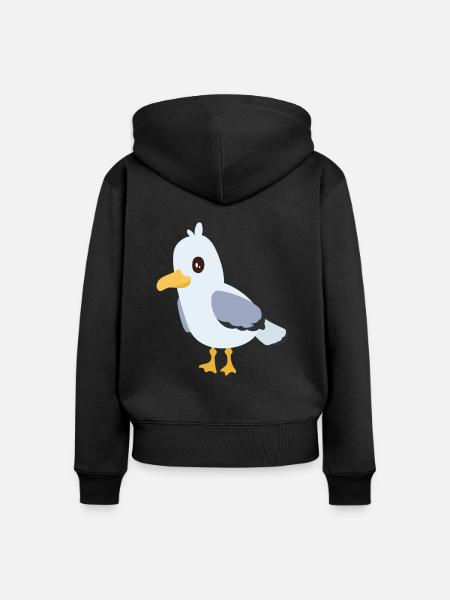 Möwe - Frauen Premium Bio Zip Hoodie - Schwarz