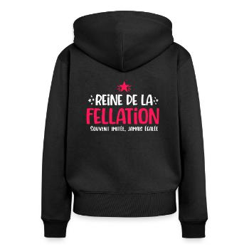 Reine de la fellation cadeau drôle sexe kamasutra - Sweat à capuche zippé Premium bio Femme - noir - Dos - Julia (174cm)