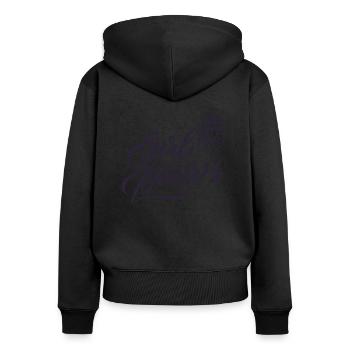 Girl Power - Frauen Premium Bio Zip Hoodie - Schwarz - Hinten - Julia (174cm)