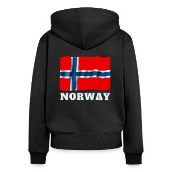 Norvège - Sweat à capuche zippé Premium bio Femme - noir - Dos - Julia (174cm)