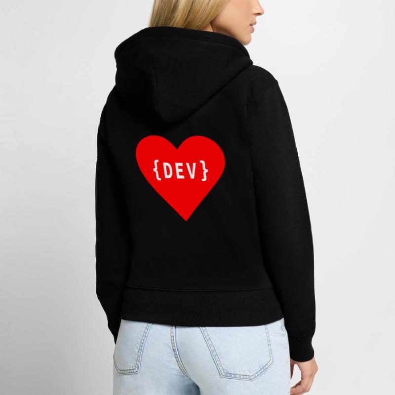 Software Developer, Liebe Code DEV Développeur Tag Sweat à capuche zippé Premium bio Femme