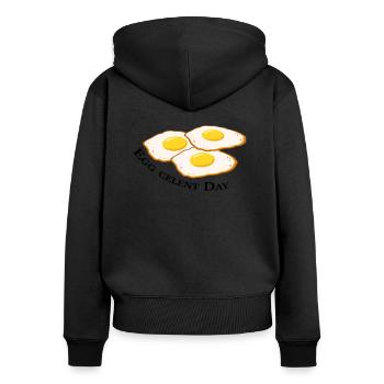 Egg celent Day - Frauen Premium Bio Zip Hoodie - Schwarz - Hinten - Julia (174cm)