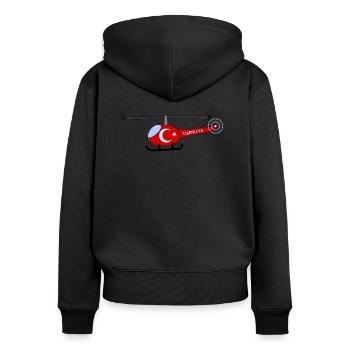 Hélicoptère Türkiye Flag Enfants - Sweat à capuche zippé Premium bio Femme - noir - Dos - Julia (174cm)