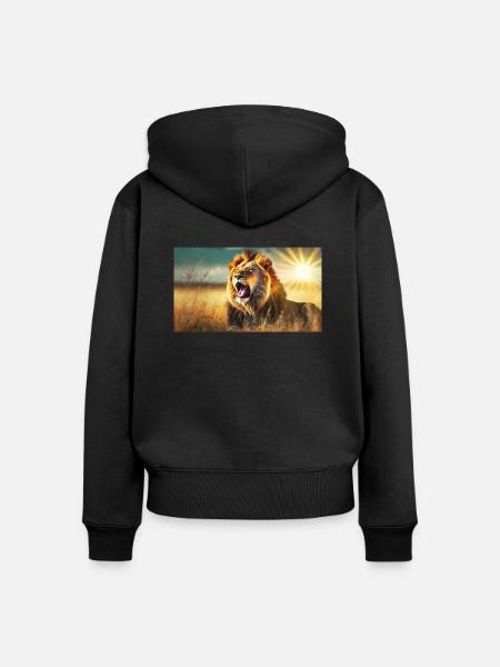 Niedliche Tiere chillen – Löwe - Frauen Premium Bio Zip Hoodie - Schwarz