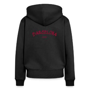 Barcelona - Espana - Spain - Spanien - Frauen Premium Bio Zip Hoodie - Schwarz - Hinten - Julia (174cm)