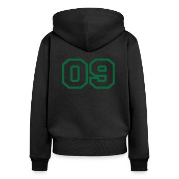 Nummer 9 Green Sport - Frauen Premium Bio Zip Hoodie - Schwarz - Hinten - Julia (174cm)