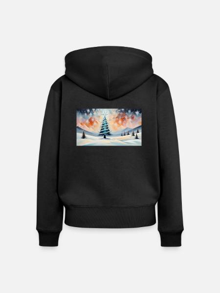 Weihnachtsbaum 1 - Frauen Premium Bio Zip Hoodie - Schwarz
