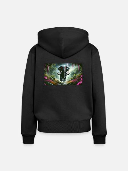 URSPRÜNGLICHER ELEFANT - Frauen Premium Bio Zip Hoodie - Schwarz