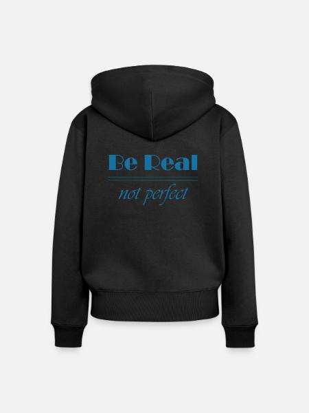 Be Real - Frauen Premium Bio Zip Hoodie - Schwarz