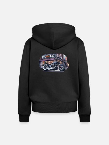 鉄鬼 Tekki Chopper - Frauen Premium Bio Zip Hoodie - Schwarz