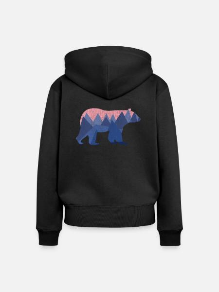 mountain bear - Frauen Premium Bio Zip Hoodie - Schwarz