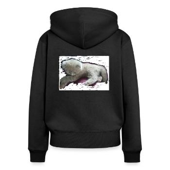 chat - Sweat à capuche zippé Premium bio Femme - noir - Dos - Julia (174cm)
