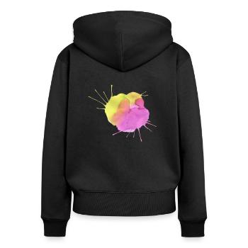 Taches de peinture - Sweat à capuche zippé Premium bio Femme - noir - Dos - Julia (174cm)