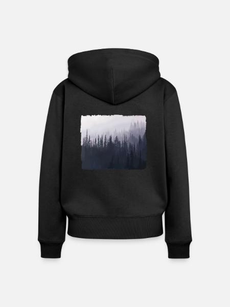 Waldlandschaft in den Bergen - Frauen Premium Bio Zip Hoodie - Schwarz