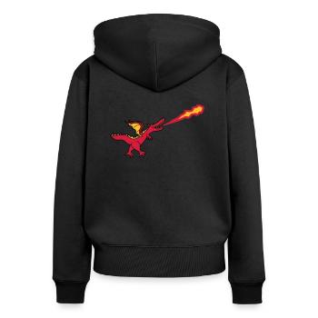 heiß feuer spucken flammen laufen gehen groß comic - Frauen Premium Bio Zip Hoodie - Schwarz - Hinten - Julia (174cm)