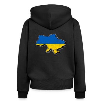 Ukraine - Women's Premium Organic Zip Hoodie - black - Back - Julia (174cm)