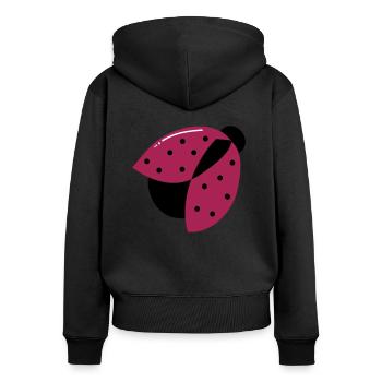 Porte-bonheur coccinelle | Vectorgraphique - Sweat à capuche zippé Premium bio Femme - noir - Dos - Julia (174cm)
