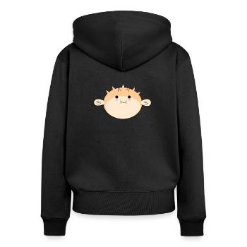 poisson-globe - Sweat à capuche zippé Premium bio Femme - noir - Dos - Julia (174cm)