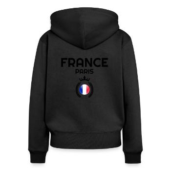 Frankreich, Frankreich Land, Frankreich Flagge, Frankreich Hoodie - Frauen Premium Bio Zip Hoodie - Schwarz - Hinten - Julia (174cm)