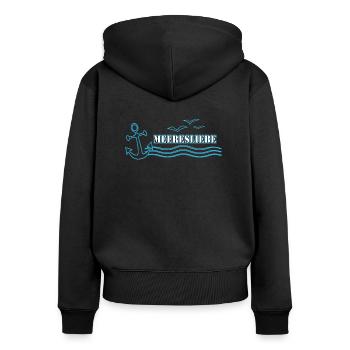 Meeresliebe bunt Schriftzug | Yolo-Artwork - Frauen Premium Bio Zip Hoodie - Schwarz - Hinten - Julia (174cm)