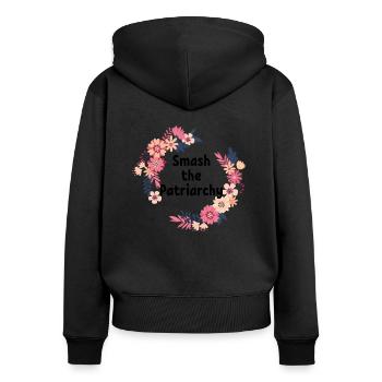 Smash the patriarchy Feminismus Feminist Geschenk - Frauen Premium Bio Zip Hoodie - Schwarz - Hinten - Julia (174cm)