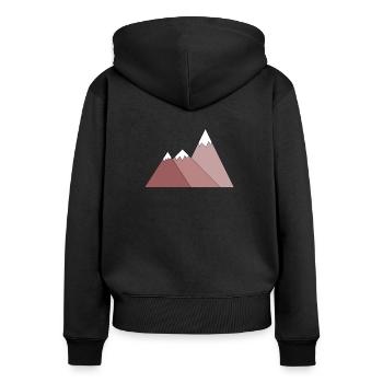 Berge - Frauen Premium Bio Zip Hoodie - Schwarz - Hinten - Julia (174cm)