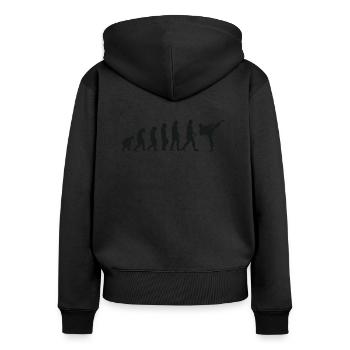 Évolution du karaté - Sweat à capuche zippé Premium bio Femme - noir - Dos - Julia (174cm)