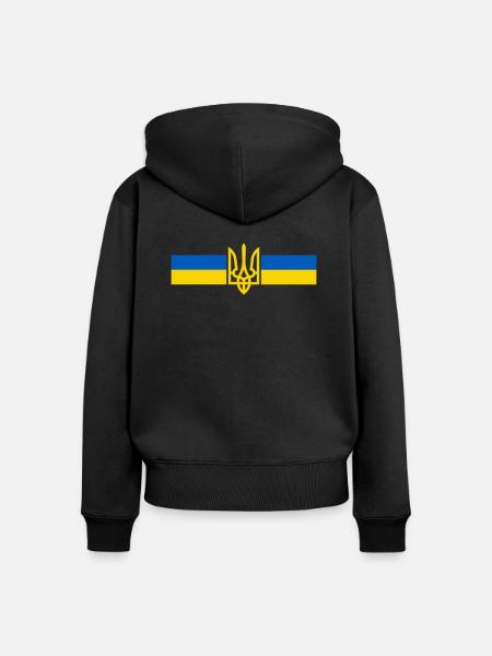 Ukraine - Frauen Premium Bio Zip Hoodie - Schwarz