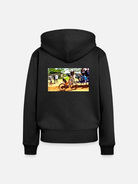 Mountainbiken bergab - Frauen Premium Bio Zip Hoodie - Schwarz